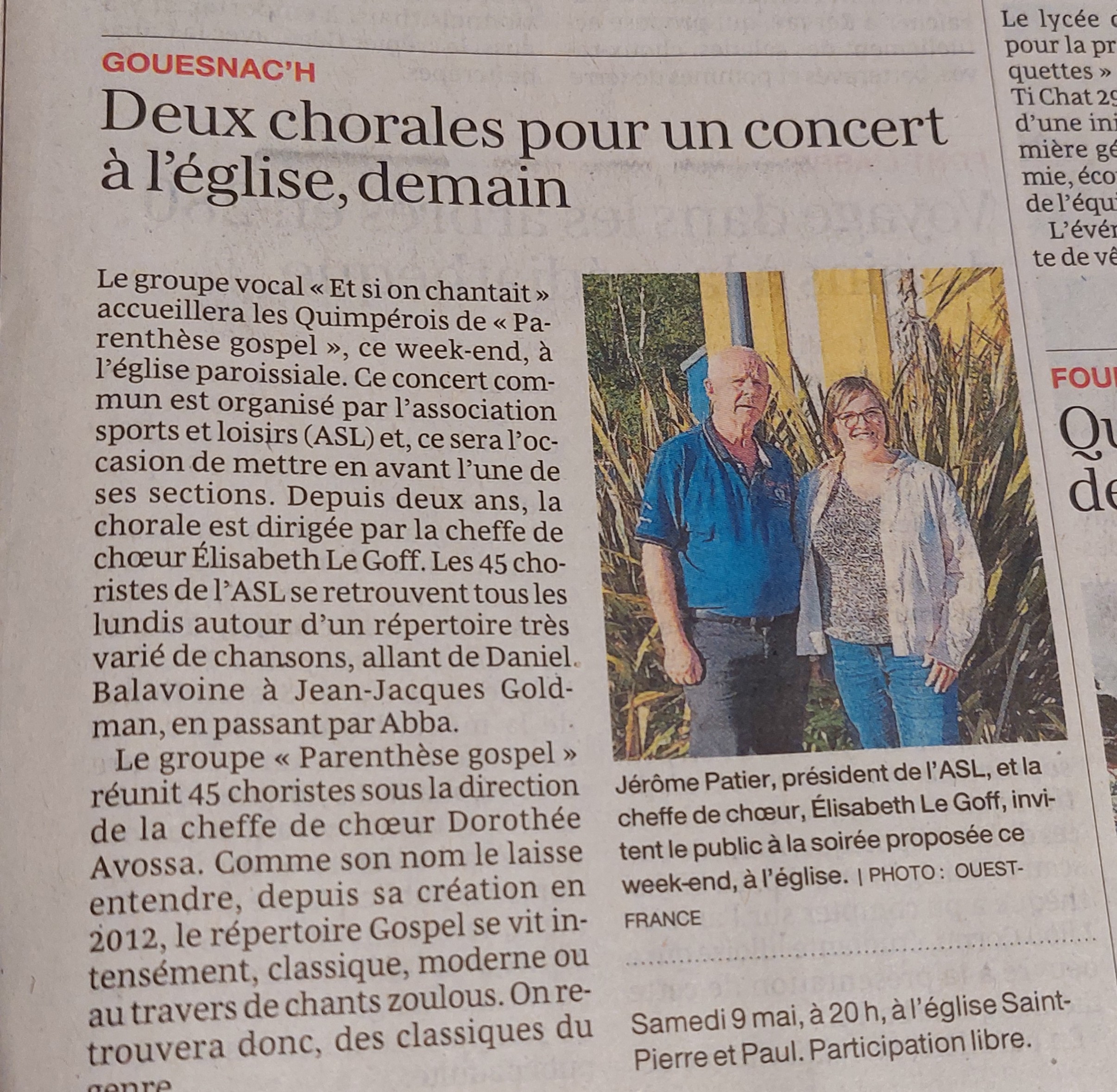 Concert à Saint Pierre et Paul de Gouesnac&rsquo;h